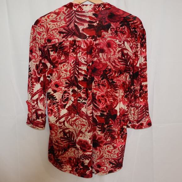 Cocomo Tunic Top Size Small Roll Tab Sz Small Red Black White Graphic - Picture 5 of 16